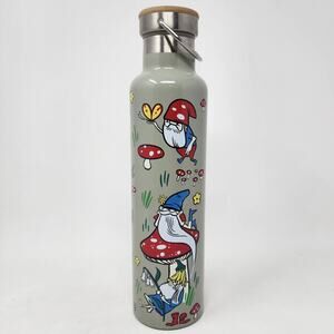 Primitives by Kathy Insulated Bottle Gnomes & Mushrooms Bamboo Handled Lid
